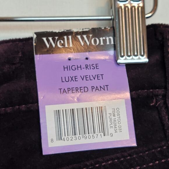 🔴 3/$25 Well Worn High-Rise Luxe Velvet Tapered Pant – Purple Size 28 - Picture 6 of 13